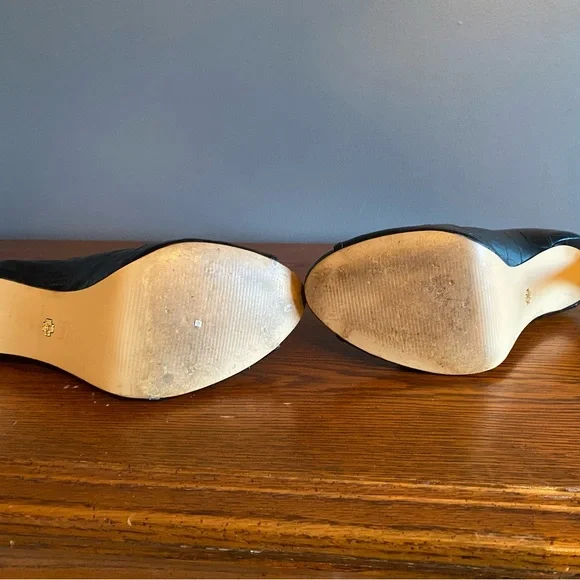 Ann Taylor Black Croc-Pattern Heels - Picture 3 of 4